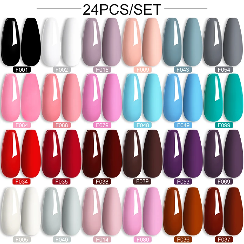 LILICUTE 24個入り 7ml ジェルネイルポリッシュセット ダークレッド コーヒーブラウン ソークオフ UV/LED セミパーマネント DIY ネイルアート サロン マニキュア