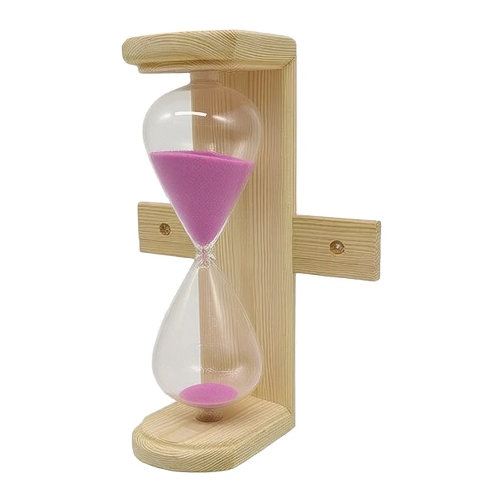 Natural Wood Frame Glass Hourglass Sand Timer, 15‑Minute Decorative Sand Clock For Cooking, Meditation, Relaxation And Home Desk