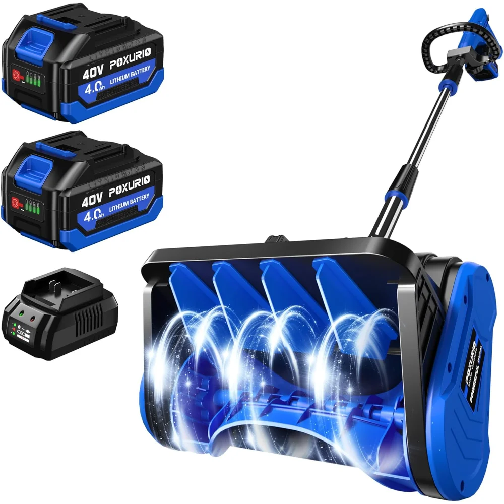 

80V Cordless Snow Shovel, 13" Brushless Electric Blower with Two Batteries for Driveways