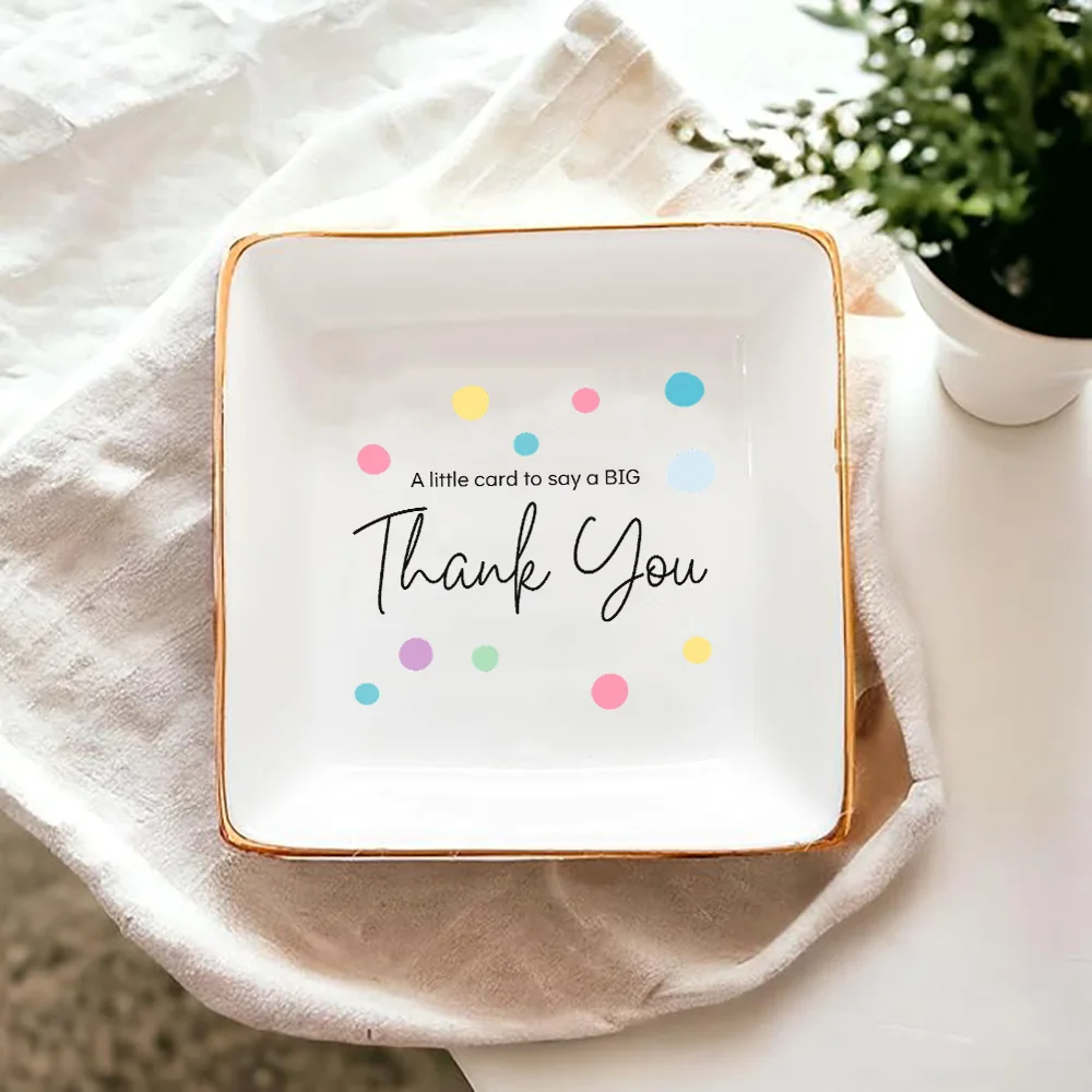 

Thank You Gift Jewelry Dish Ring Trinket Dish Ideal for Coworkers Friends Little Card to Say a Big Thank You Design for Women