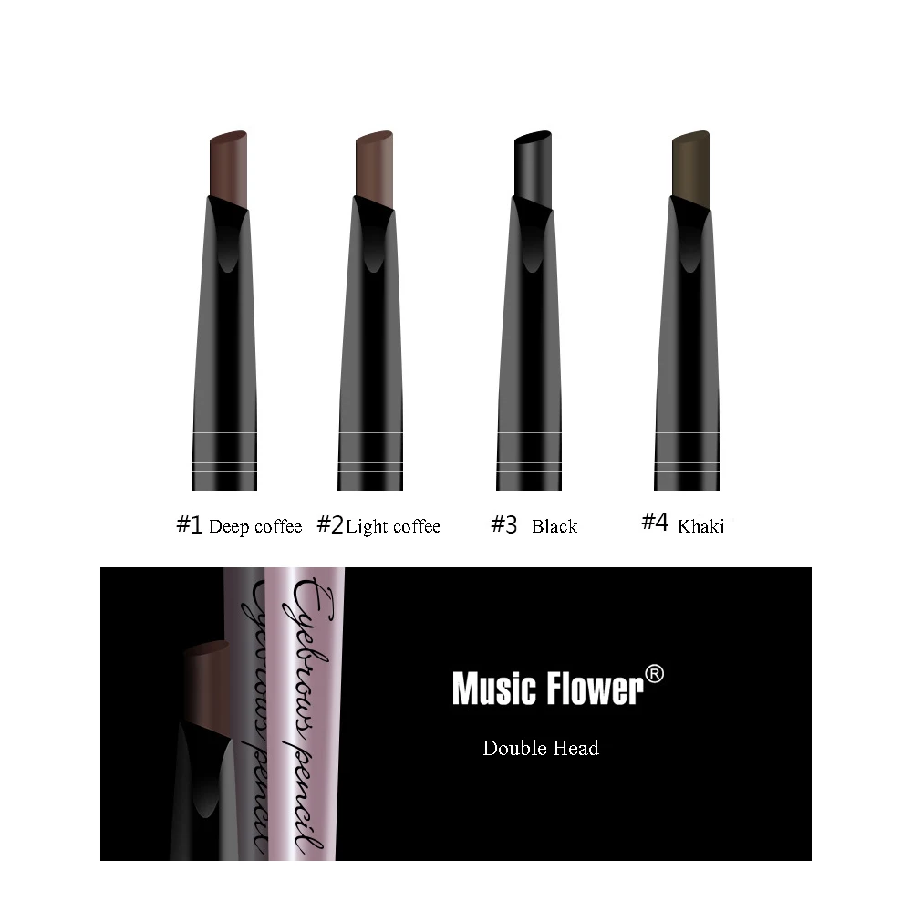 Sexy Double Head Brown Eyeliner Pencil Longlasting Waterproof Music Flower Eyebrow Pen