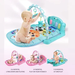 Baby Gyms Play Mats Musical Activity Center Baby Piano Gym Mat Tummy Time Padded Mat for Newborn Toddler Infants Boys & Girls