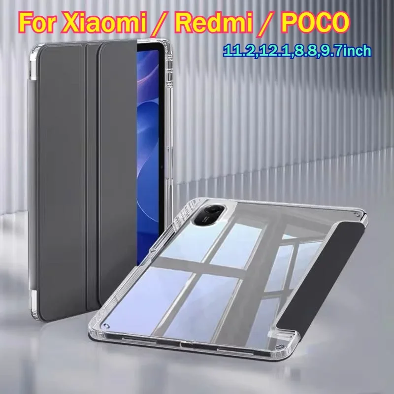 3-Fold Acrylic Case For New Xiaomi POCO Pad M1 X1 C1 Mi Pad 8 7 6 5 Pro Mini Redmi K Pad 2 Pro SE 9.7 11 8.8 11.2 12.1 inch Case