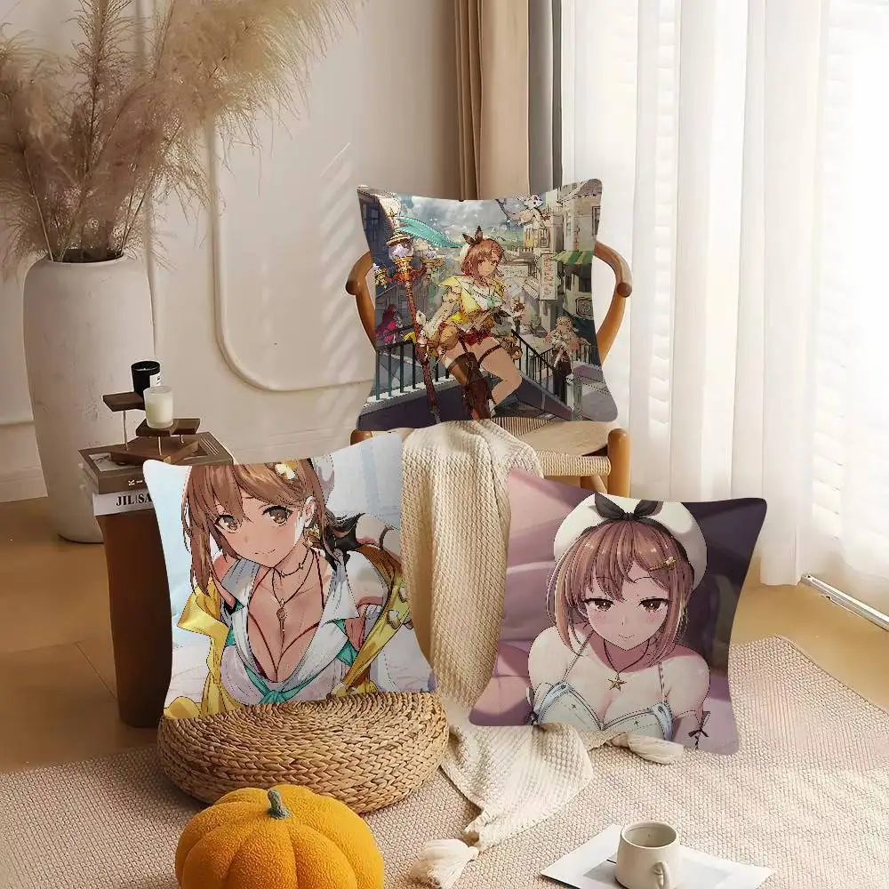 GAME Atelier Ryza Cute Cartoon Two-dimensional Pillowcase Bedroom Sofa Cushion Cover Nap Pillow Cover
