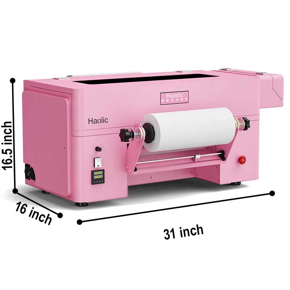 Pink All-in-One A3 UV DTF Printer Laminator New Condition Desktop Sticker Printer For Roll-to-Roll Sticker Printer