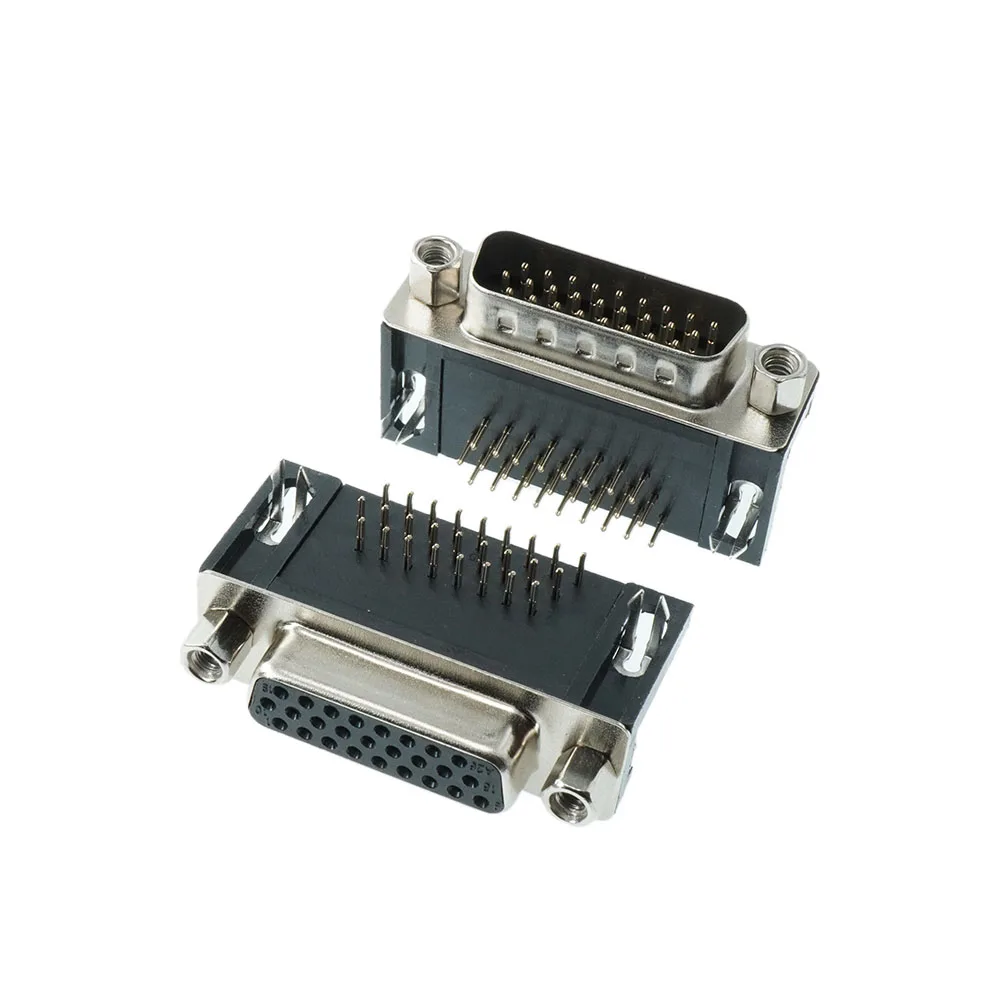 2PCS-HDR26 three row DB26 90 degree bent leg DR26 male and female socket soldering board plug-in RS232 serial port