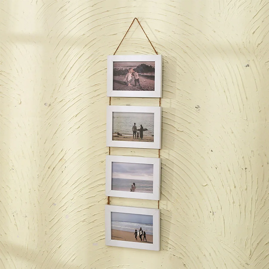 1 4x6inch Photo Frames Hanging Frame Rope Style No Installation Required Suitable for Living Room and Bedroom Decoration