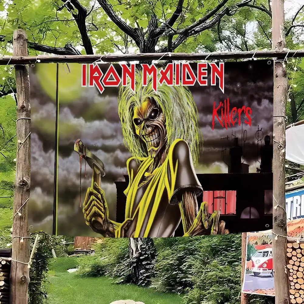 Band I-Iron Cool M-Maiden DIY Flag For Family Group Photo Living Room Home Dorm Decor Wall Art Decor Banner