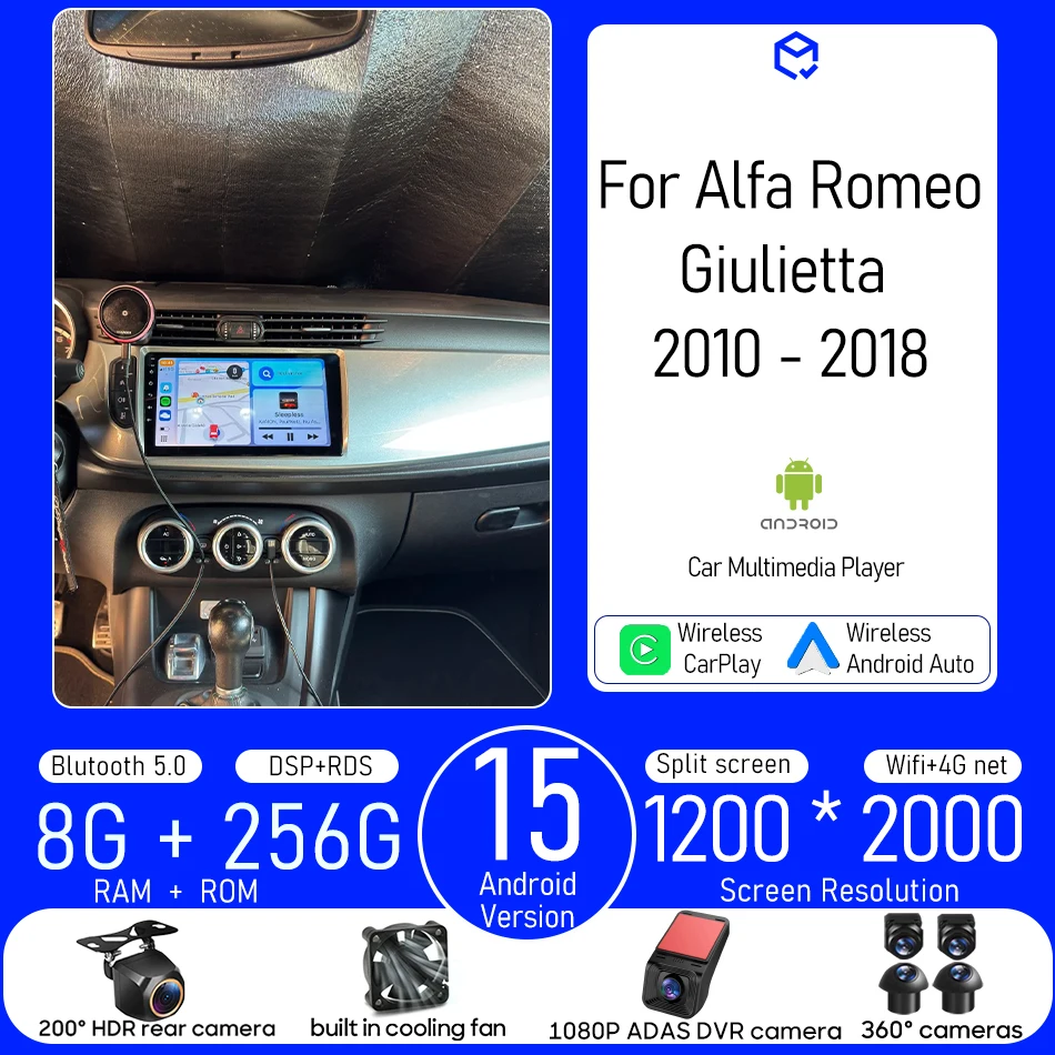 For Alfa Romeo Giulietta 2010 - 2018 Car Radio Multimedia Player Wireless CarPlay Android Auto GPS 4G Stereo - Auto Radio Wifi