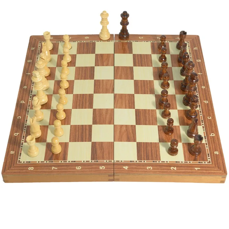 Wooden Chess Magnetic Folding Set Felted Game Board 5 Size Interior Storage Adult Kids Gift Family Game Chess Board