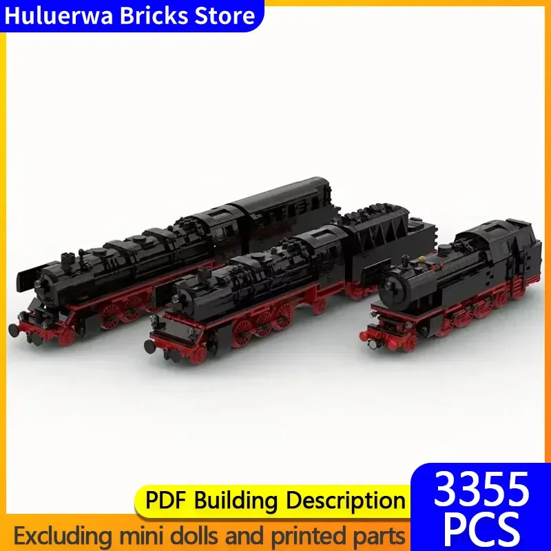 City Car Model MOC Building Bricks German Railway Steam Locomotive Modular Technology Gifts Holiday Assemble Children Toys Suit