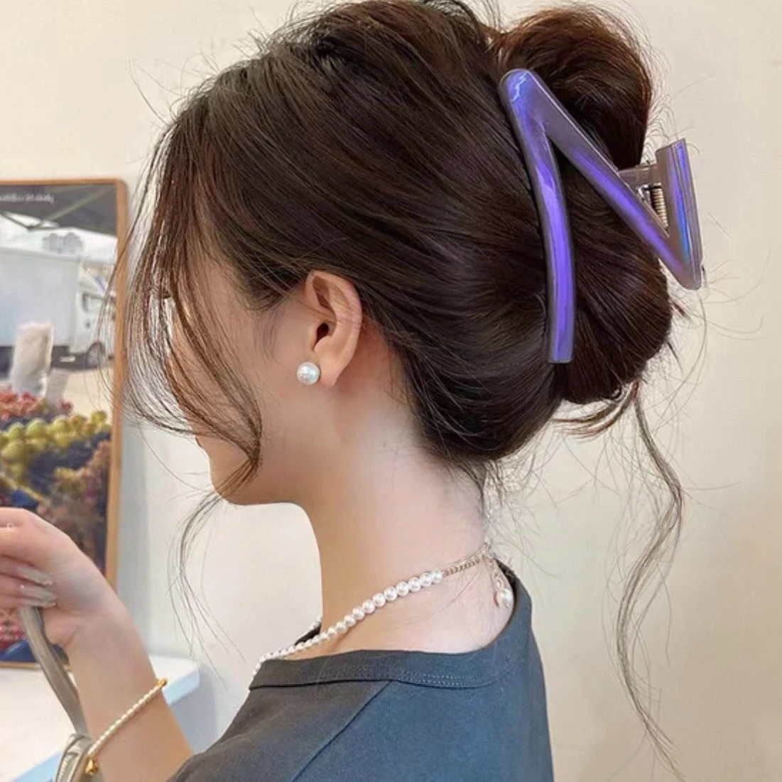 

Z word colorful grab clip female, high-end shark clip hairpin back head headdress