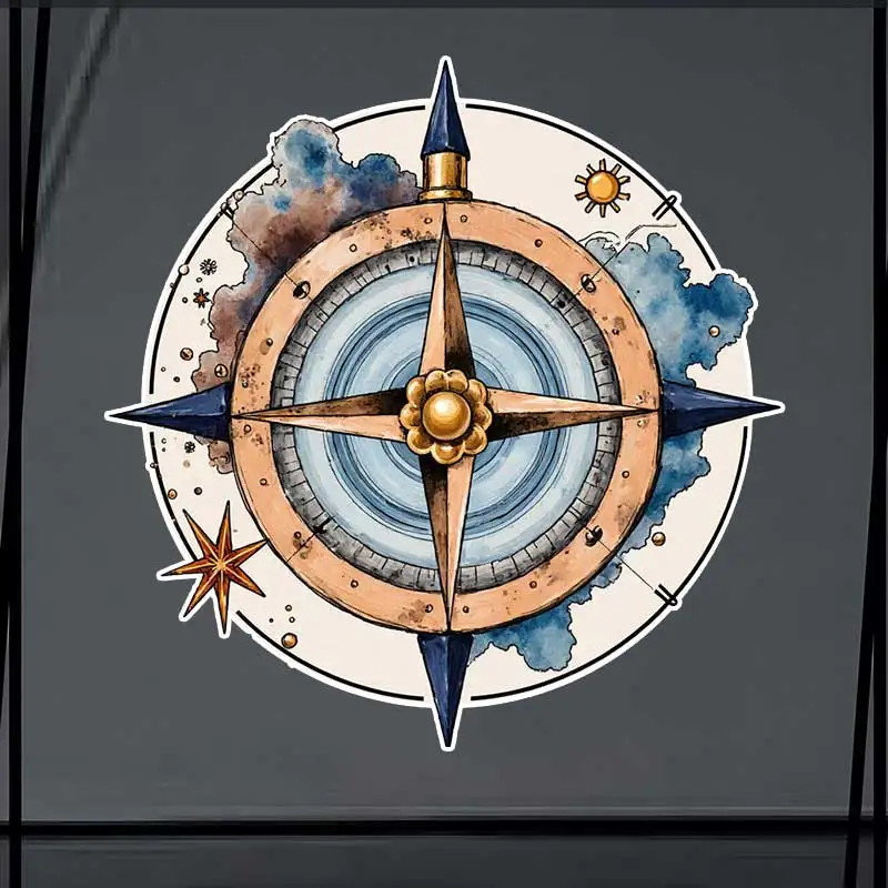 

Retro Nautical Compass Car Sticker Vinyl Decal Waterproof Rear Window Motorcycle Camper Bumper Truck Laptop Decoration SH1556