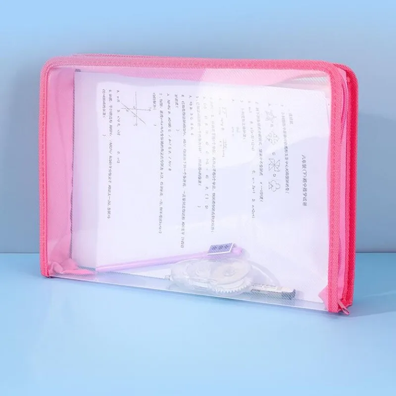 6PC Transparent Twill Edge File Bag New A4 Large Folders Capacity Zipper Test Paper Storage Bag for Students Filing Products