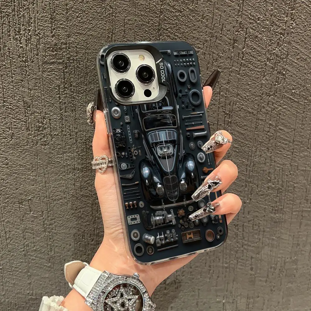 

Automobile parts case for iPhone17 16 15 14 13 12 11 Pro/ Max/Plus shock-proof rear cover anti-fingerprint
