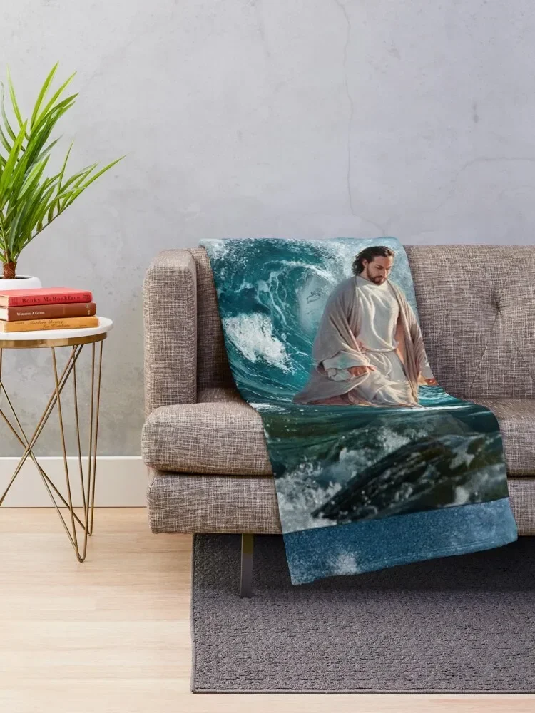 Jesus Walking on The Sea Throw Blanket sofa bed Cute wednesday Blankets