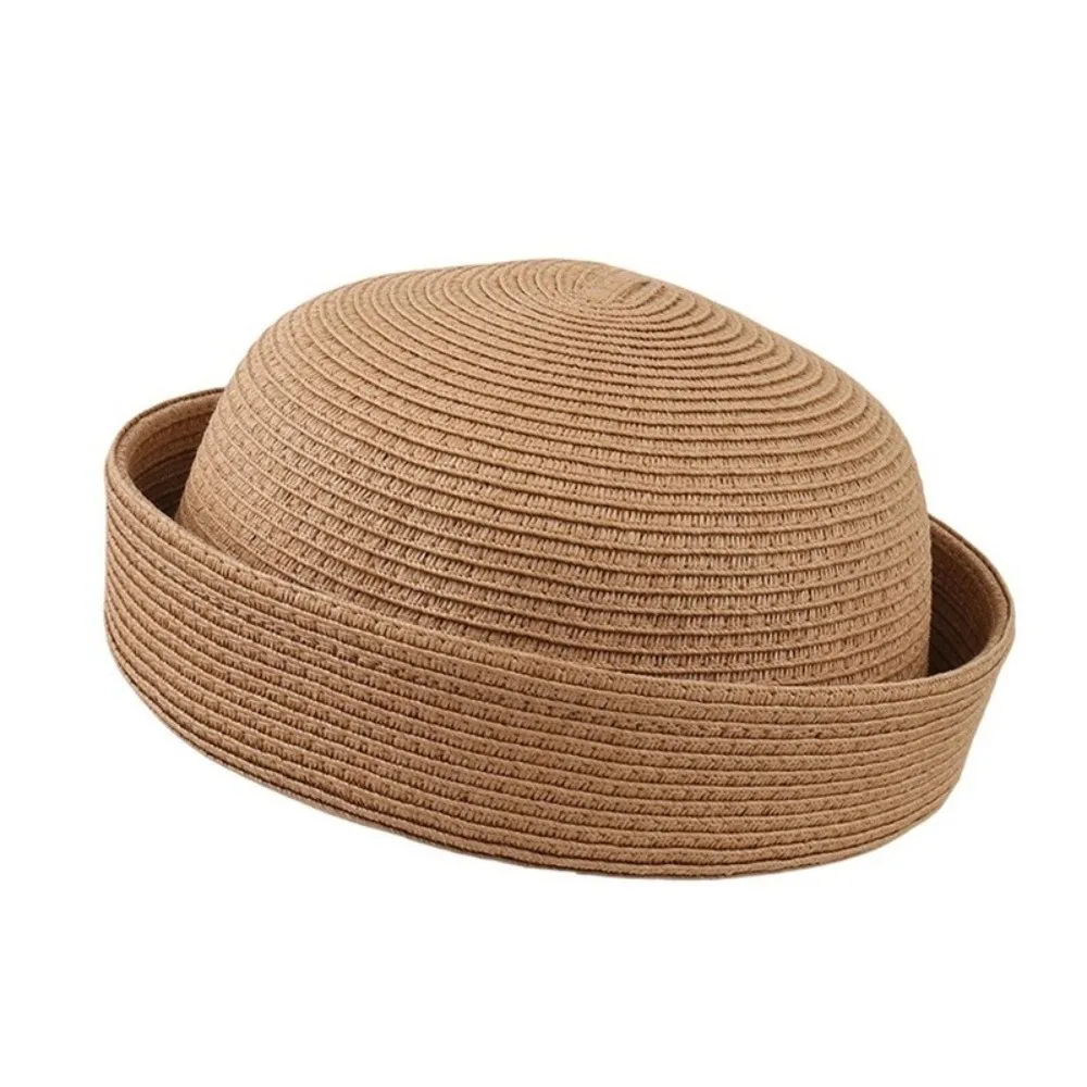 New Solid Women's Straw Pillbox Hat Round Shape Vintage Style Brimless Cap Structured Crown Painter Hat Daily Wear