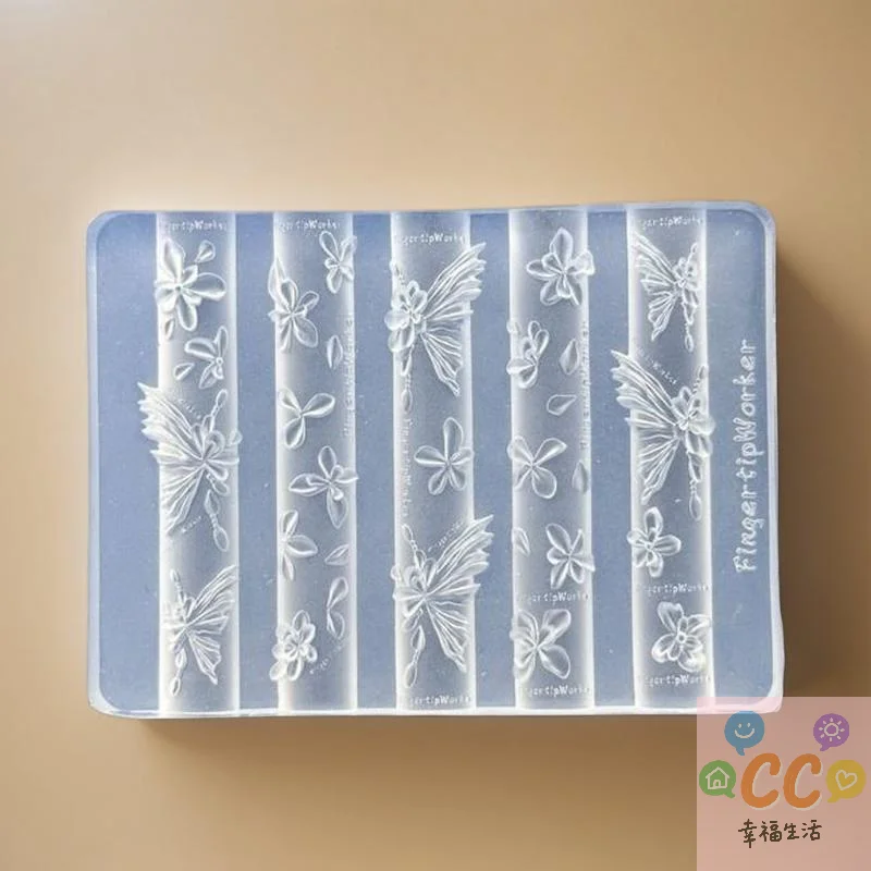 قالب أكريليك ثلاثي الأبعاد على شكل قلادة فرنسية باروكية، فن أظافر على شكل زهرة فراشة DIY، قالب مانيكير شفاف بتصميم قلب