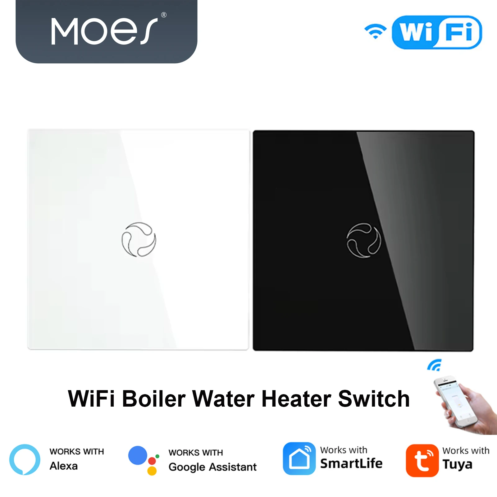 

MOES 20A Wi-Fi умный переключатель котла контроллер водонагревателя переключатель стеклянной панели приложение Smart Life дистанционное управление для Alexa Google Home