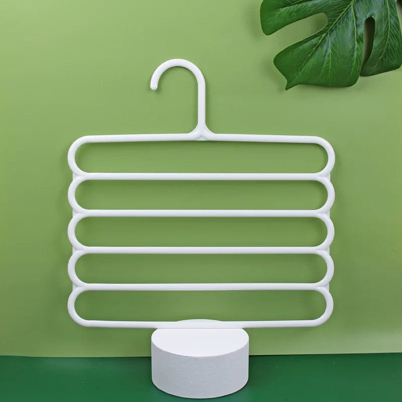 White 5-Tier Pants Hanger, Multi-Layer Non-Slip Closet Organizer, Space-Saving Design for Trousers, Jeans, Scarves, Towels, Home Wardrobe Storage, Durable Plastic, Ideal for Bedroom, Dorm, Apartment, Small Spaces & Daily Organization