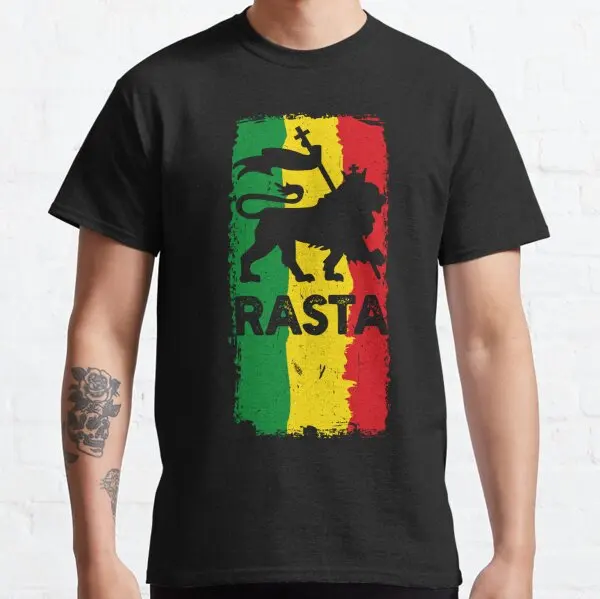 Rasta Lion Judas T-shirt Headset Jamaican Rastafarian Zion Men\'s Undershirt Casual Breathable Street Clothing