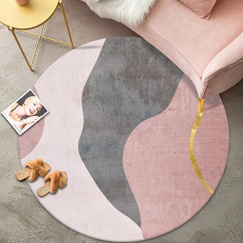 VIKAM Modern Minimalist Round Crystal Velvet Carpet For Living Room, Sofa, Bedroom, Bedside, Guesthouse Mirror Front, Home Decor