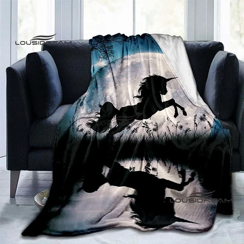 Skull and Roses Throws Blanket Dark Goth Unicorn Blanket for Beds Adults and Children Bedroom Living Room Decoration Sofa Travel