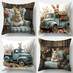 Easter Cartoon Printed Bunny Egg Pillowcase Home Sofa Cushion Cover Bedroom Bedside Pillow Cover