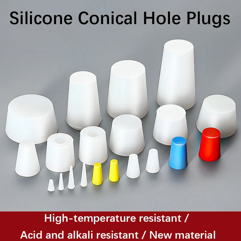 1-100pcs High-Temp Conical Silicone Plug with Threaded Nut & Rubber Seal Oxidation Spray Powder Coated Hole Blocking Stopper Cap