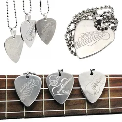 0.8MM Rock Music Stainless Steel Metal Electric Guitar Bass Picks With Necklace Heart Shape Guitar Parts & Accessories 1 PCS