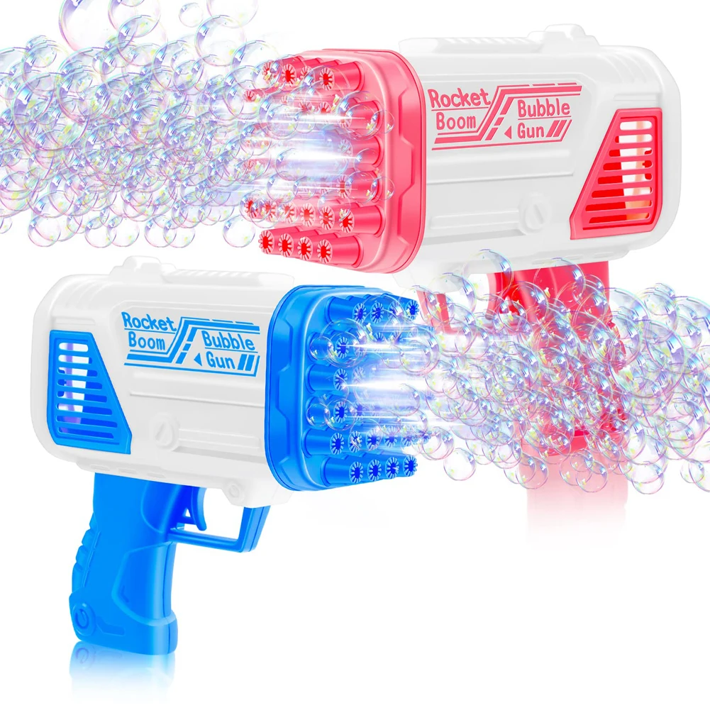 2pcs Bubble Gun Children's Toy Electric Automatic Soap Rocket Bubble Machine Outdoor Wedding Party Toy LED Light Birthday Gift