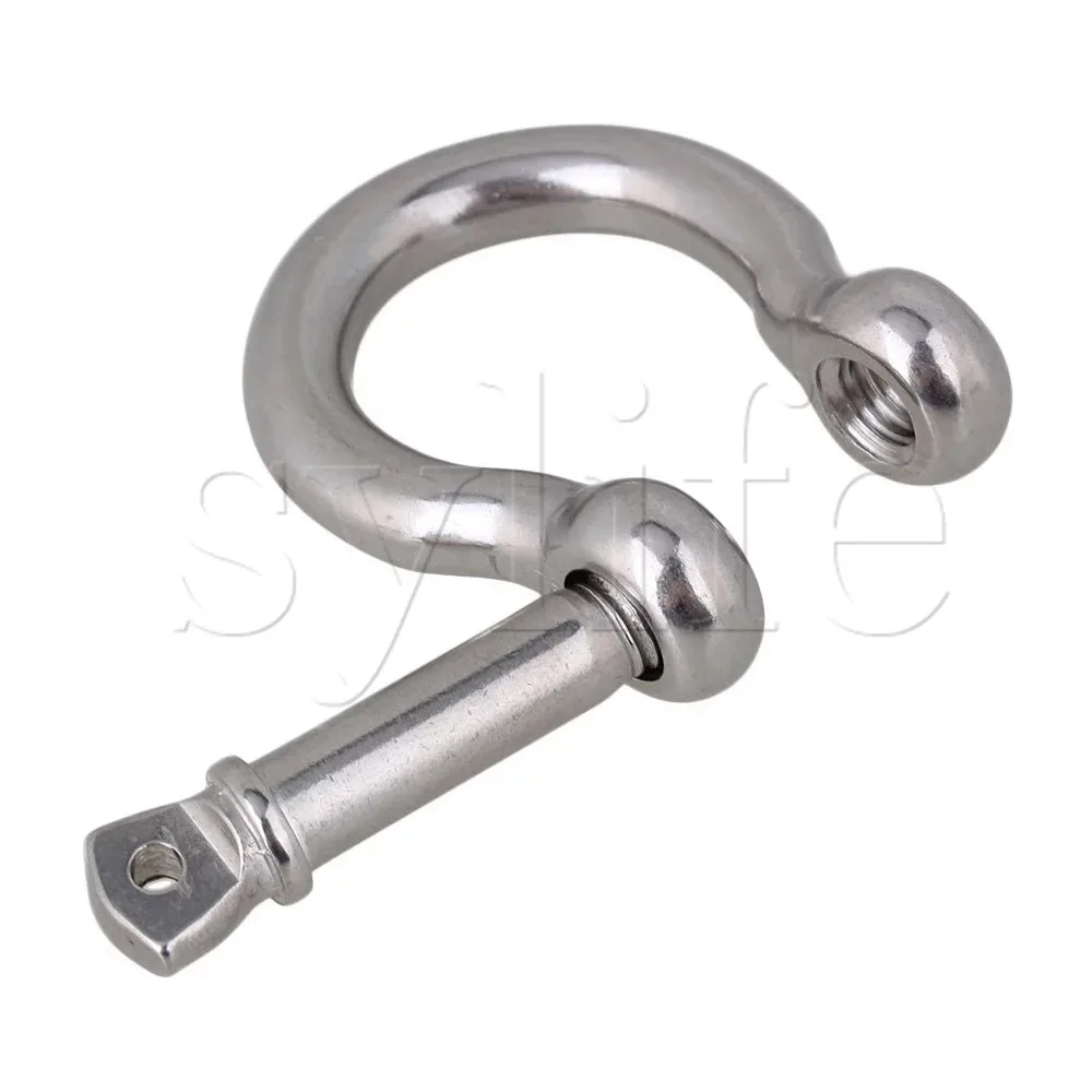 2Pieces Industrial European Style 304 Stainless Steel Anchor Shackle M8 Silver