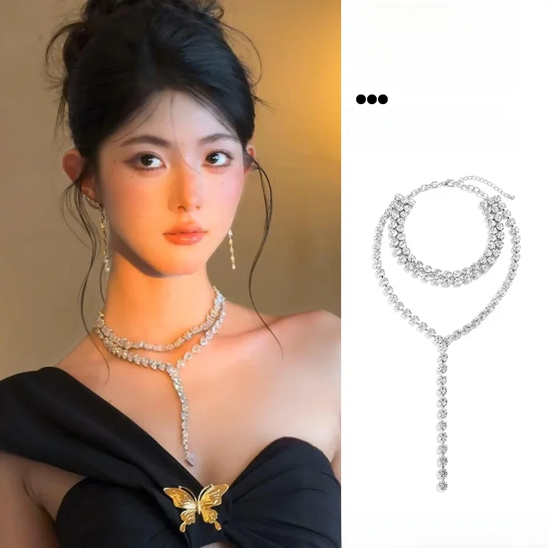 

Exaggerated Aquatic Link Diamond Embedded Faionable Nelace Sweet Girl Sle Alloy Material Fre out New Jewelry