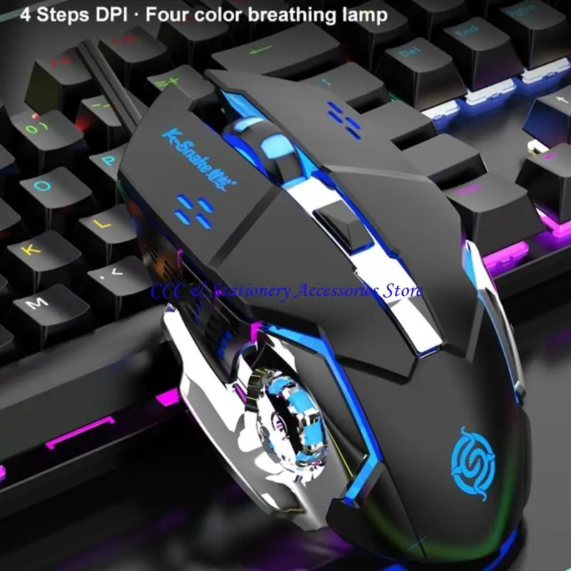 KM600 Mechanical Gaming Keyboard and Mouse Combo, Backlit Computer Keypad and RGB Gaming Mouse 104 Keys 4xDPI for Gamer