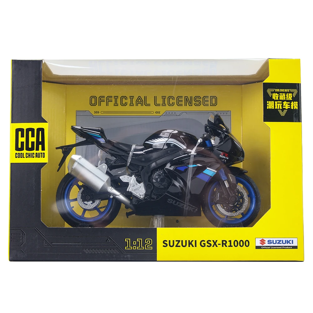 MSZ CCA 1:12 SUZUK GSX-R1000 with base alloy die-cast car motorcycle model, toy gift giving, die-cast static motorcycle model