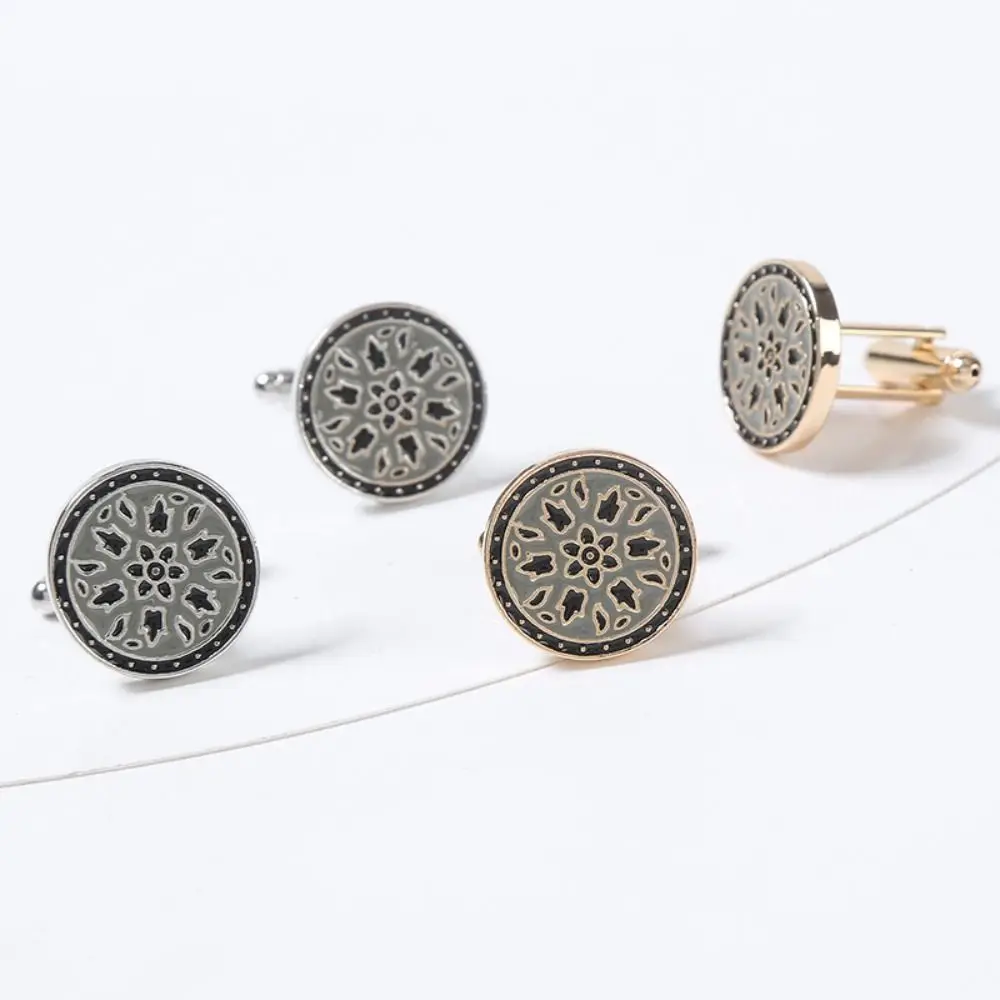 2pcs Round Alloy Cufflinks Fashion Men\'s Suit Shirt Cuff Buttons New Painted Round French Style Cufflinks Elegant Style Knot