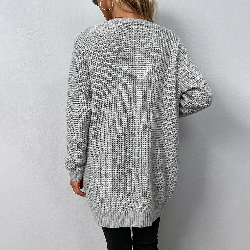 Women's cardigan sweater knitted  Spring/ autumn/winter loose casual  jacket long sleeved top basic Simple