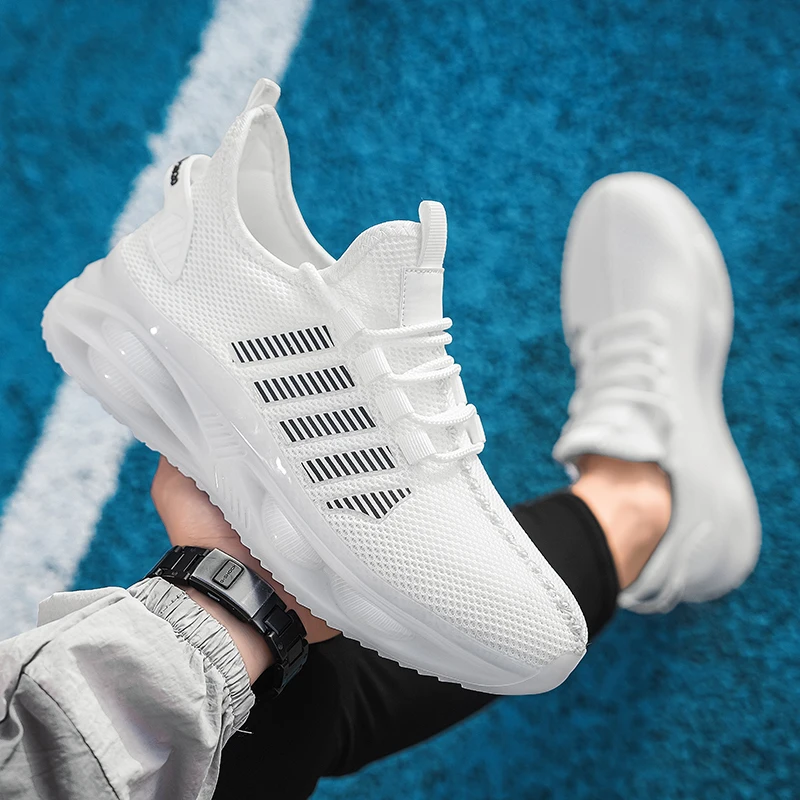 

Running Shoes Women Durable Thick-soled Breathable Anti-slip Men Shoes Lightweight Soft Mesh Woven Lace-up Sports Shoes Men