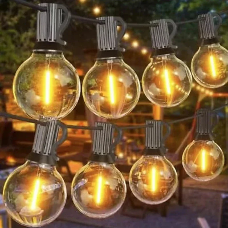 

G40 Solar String Lights Outdoor 8Mode Solar Globe String Bulb Patio Hanging Lights Waterproof Garden Pergola Bistro Deck Decor