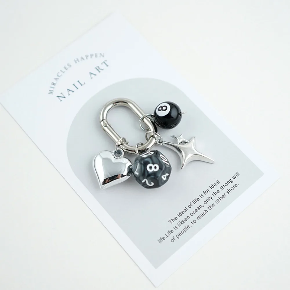 Fashion Billiard Pool Keychain Colorful Irregular 12 Sides Cube Keyrings Ins Alloy Table Ball Key Ring Handbag Decoration