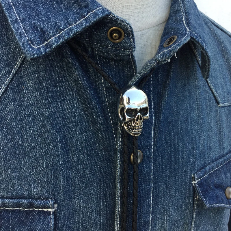 Original designer bolotie stainless steel skull bolo tie for men personality neck tie fashion accessory