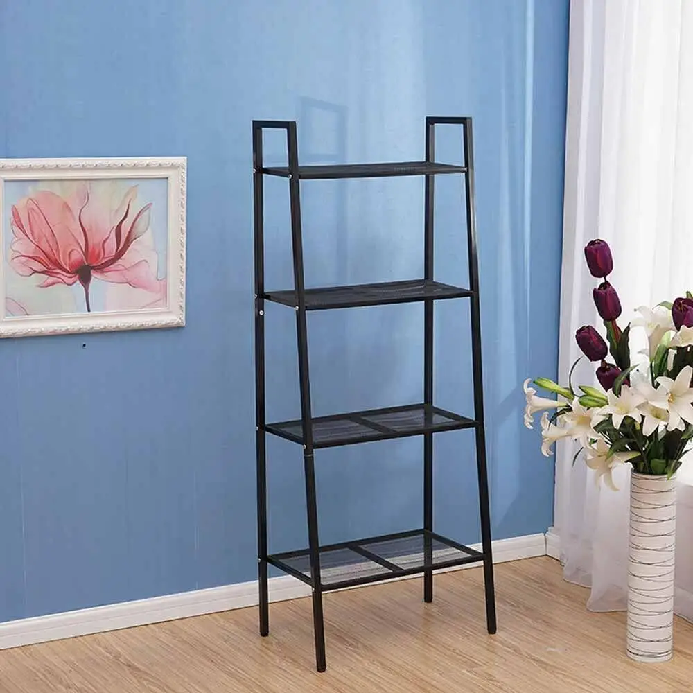 

4 Tier Leaning Ladder Shelf Bookcase Bookshelf Storage Shelves Unit Organizer