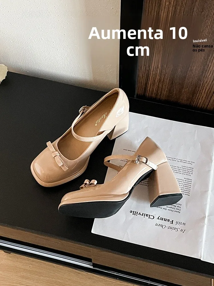 korean-style-mary-jane-single-shoes-with-knot-high-heels-women's-footwear-increased-10cm-rubber-outsole-winter-ready