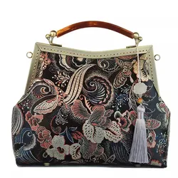 Palace Vintage Flowers Bag Shell Lock Mother Gift Hand Bags Women Shoulder Crossbody Bag Chain Fringe Women's Handbags