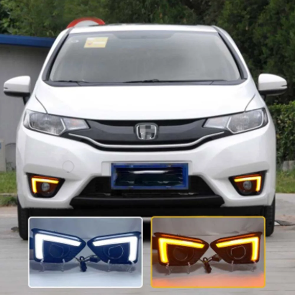 Luce di marcia diurna per auto fendinebbia di guida con indicatori di direzione per Honda Fit LED da 2014 a 2017 per il modello asiatico