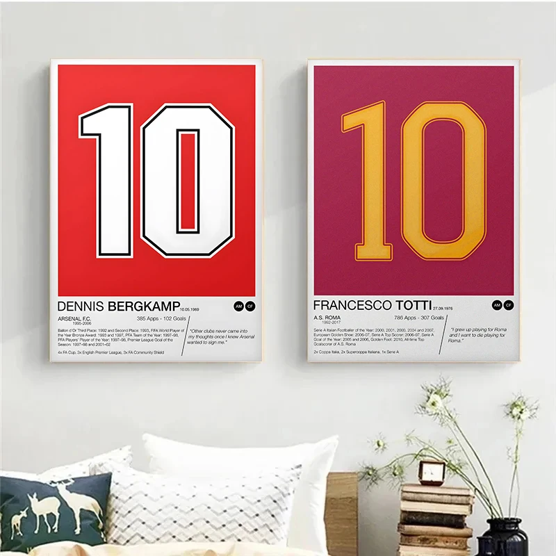 Famous Legendary Football Player Jersey Numbers Posters and Prints Canvas Printing Wall Art Picture for Living Room Home Decor