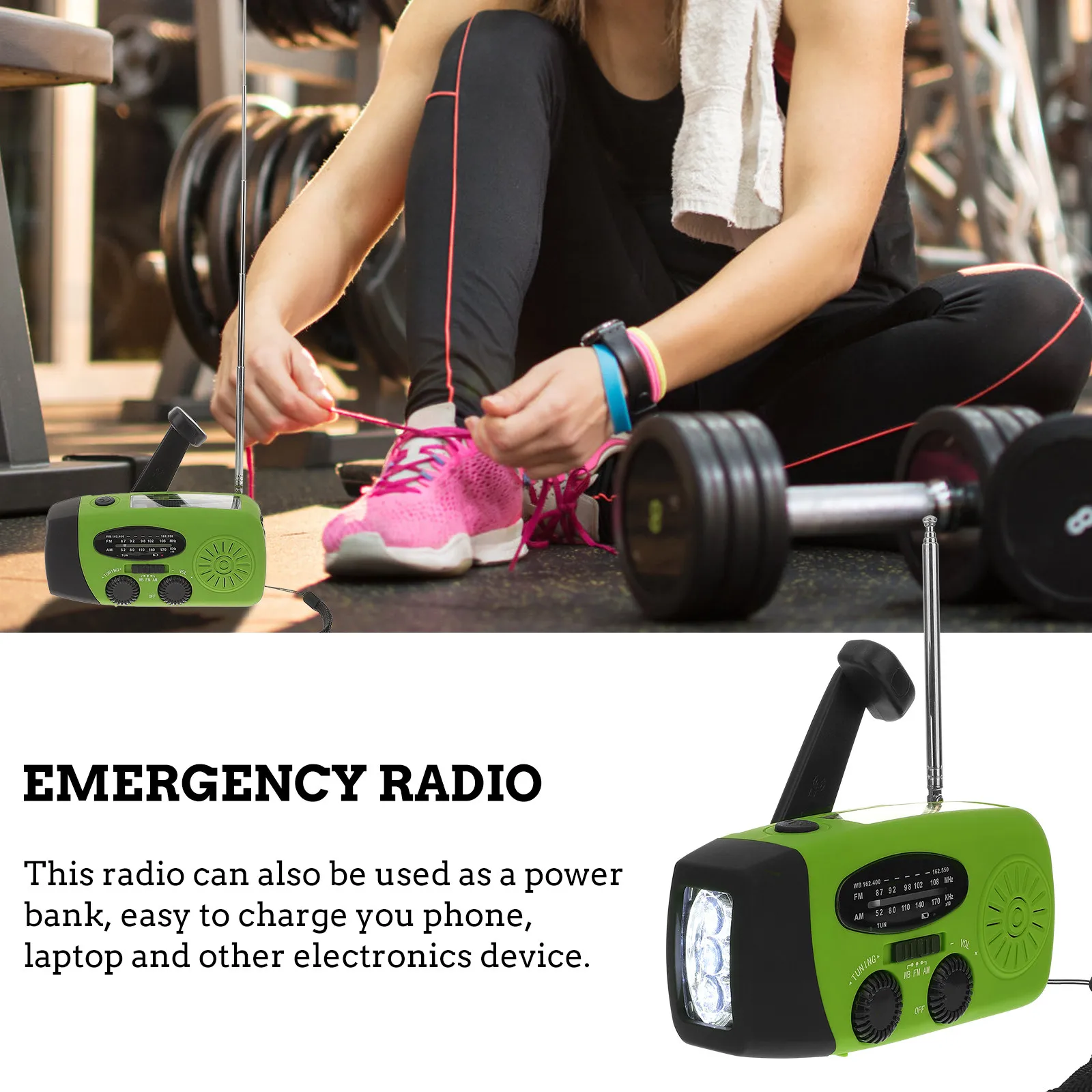 

Аварийное солнечное радио с ручным динамо-генератором, функцией зарядки через USB и возможностью использования в качестве повербанка, портативное перезаряжаемое FM/AM радио