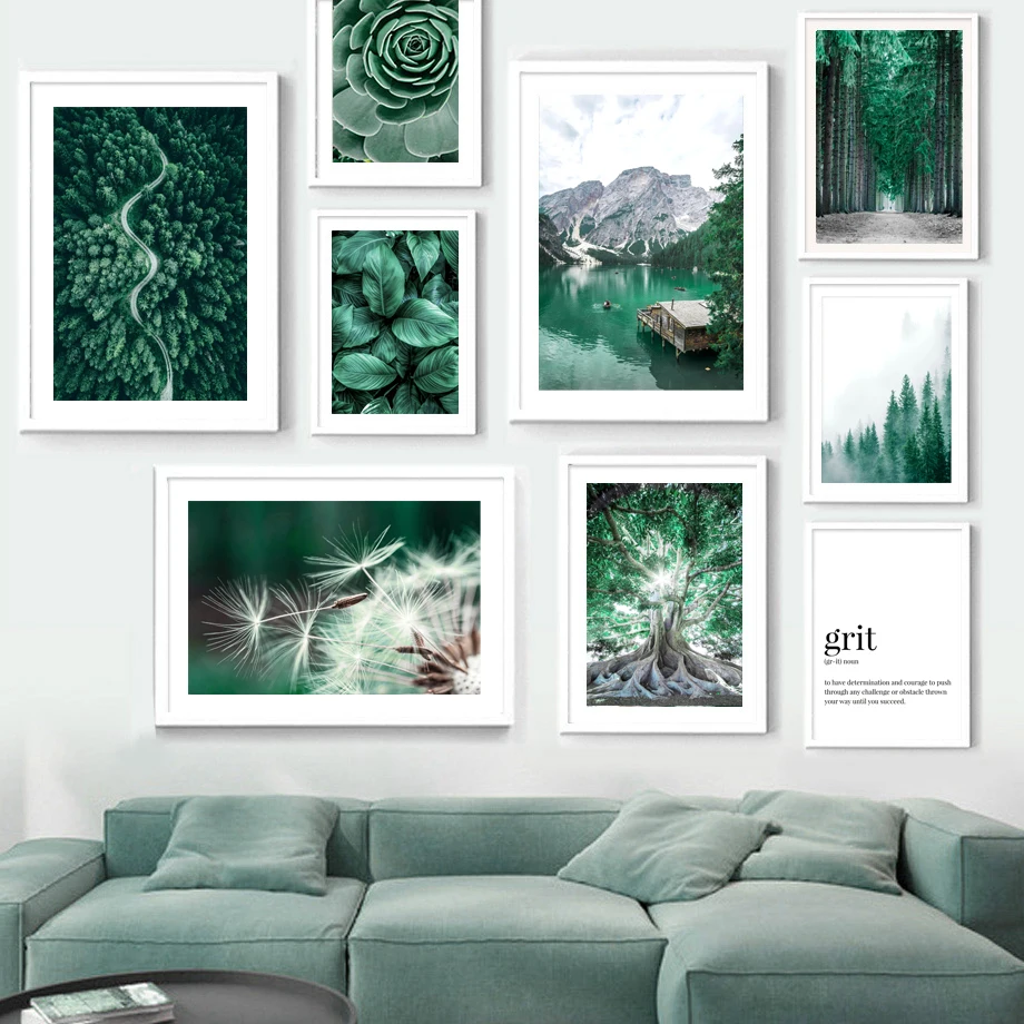 

Forest Fog Lake Dandelion Green Leaf Tree Wall Art Canvas Painting Nordic Posters And Prints Wall Pictures For Living Room Decor