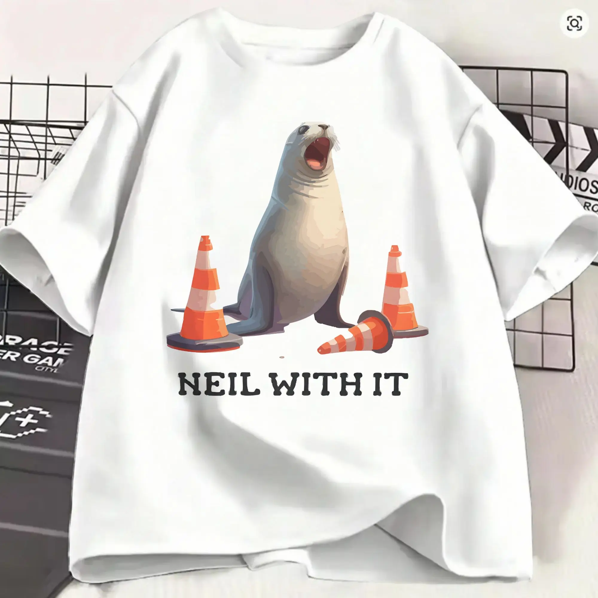 Men's Neil the Seal  T Shirts  100% Cotton Clothes Funny Short Sleeve Round Collar Tee Shirt Gift Idea T-Shirt