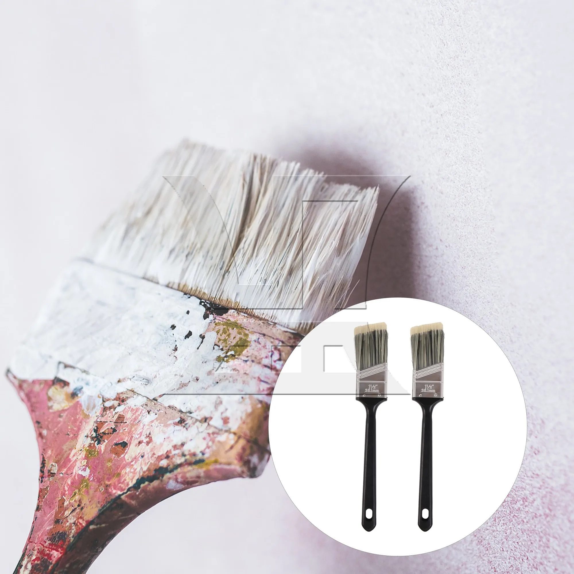 2 Pieces Professional Paint Brushes for DIY Decorative Plastic Handle 1.5 Inch